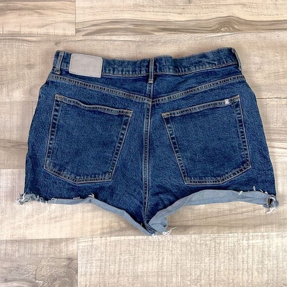 Everlane Blue Jean Shorts with Frayed Hem and High-Rise Fit - Picture 2 of 6
